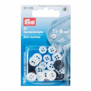 Prym Hemdenknöpfe perlmutt-anthrazit 11mm und 9mm 30 Stück