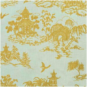 Rico Design Stoff japanische Häuser mint-gold 50x140cm