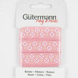 Gütermann Baumwollband Blumen rosa 15mm 2m